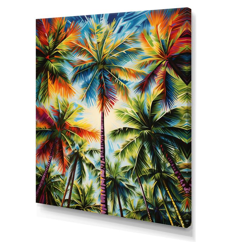 Designart "Colorful Palm Trees Collage V" Palms & Palm Trees Wall Art